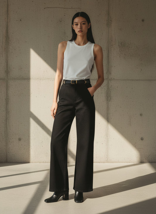 The Wide Leg Jean — Noir.