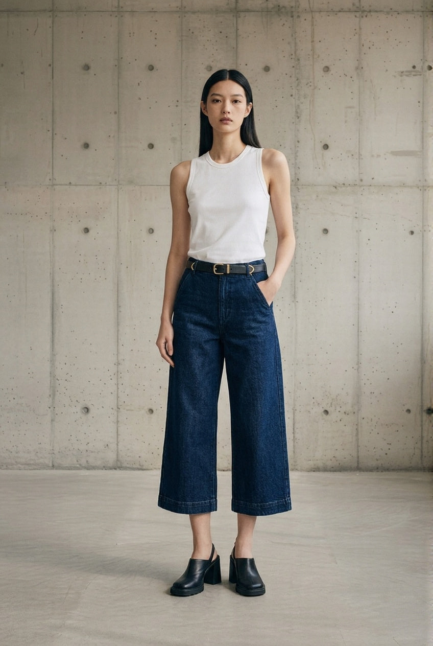 The Ankle Wide Jean — Dark Navy