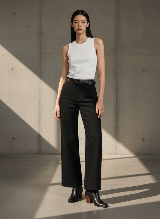 The Wide Leg Jean — Noir.