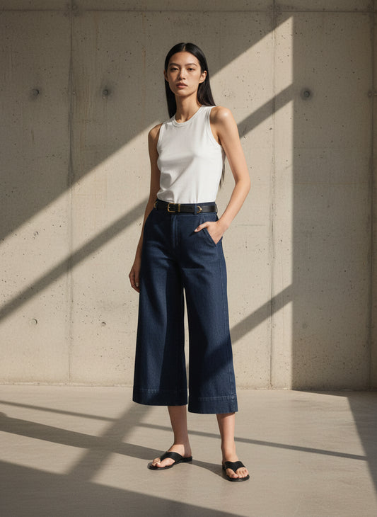 The Ankle Wide Jean — Dark Navy