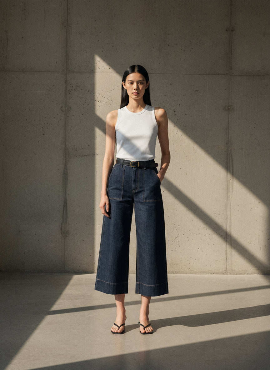 The Ankle Wide Jean — Dark Navy