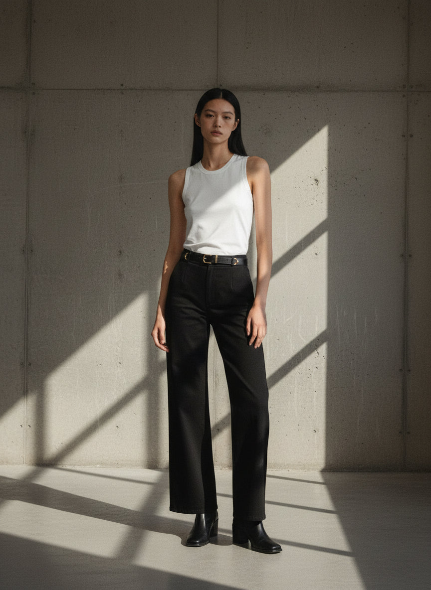 The Wide Leg Jean — Noir.