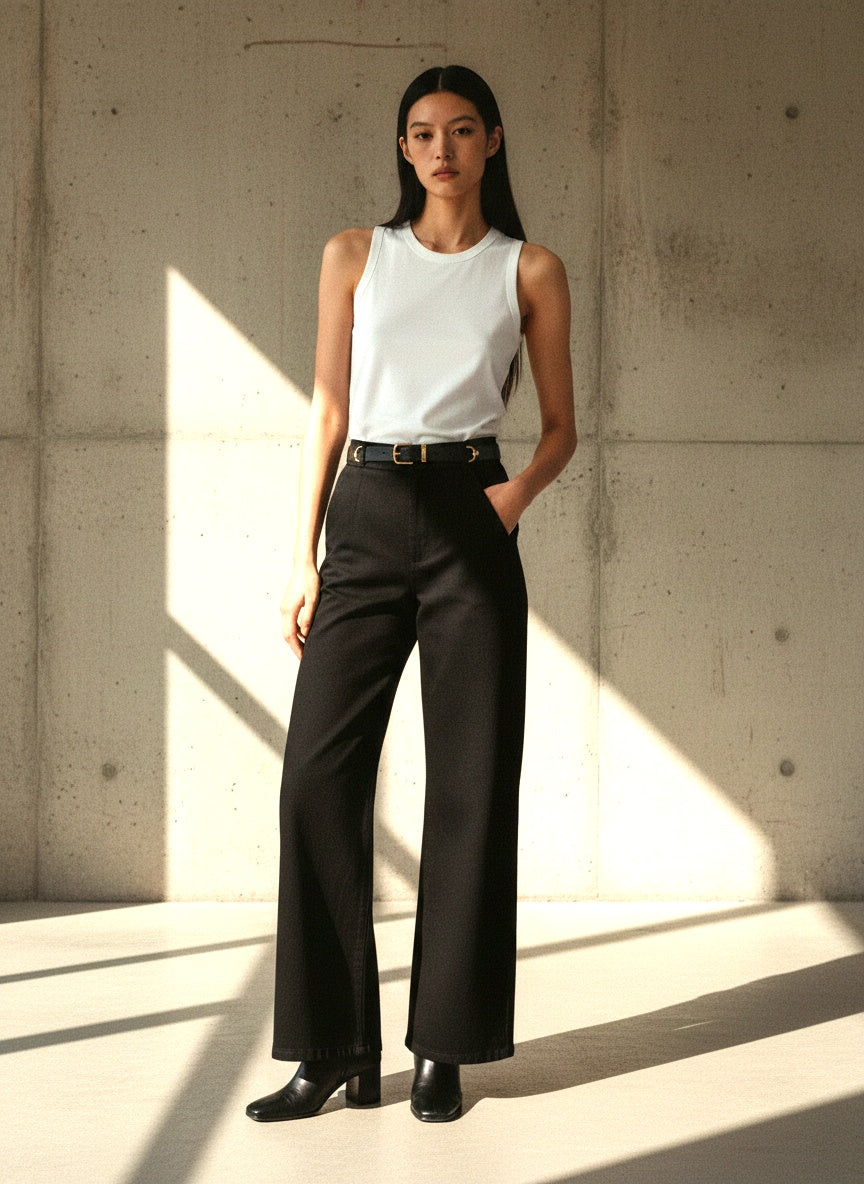 The Wide Leg Jean — Noir.