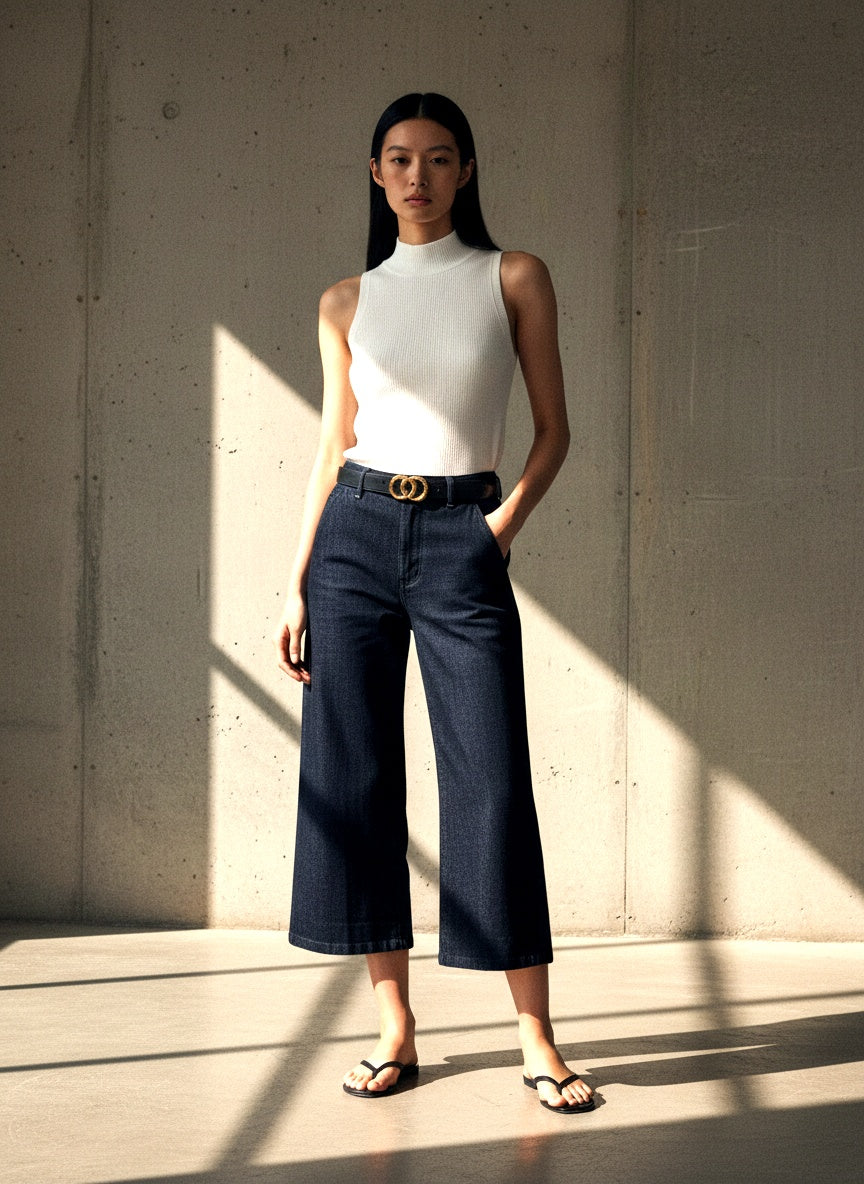 The Ankle Wide Jean — Dark Navy