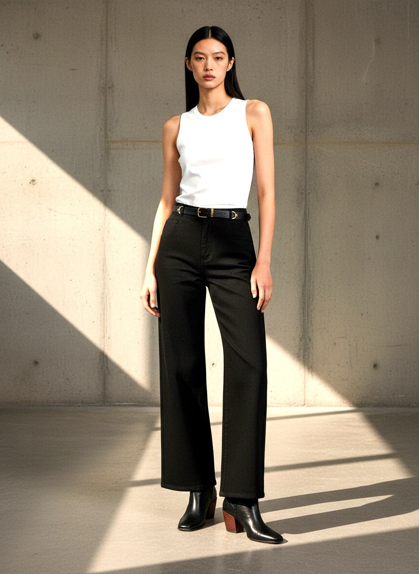 The Wide Leg Jean — Noir.